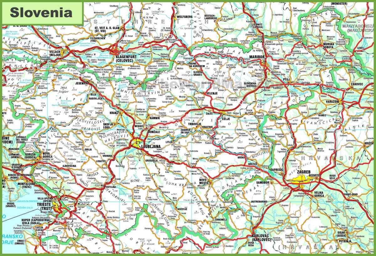 Detaljert kart over Slovenia