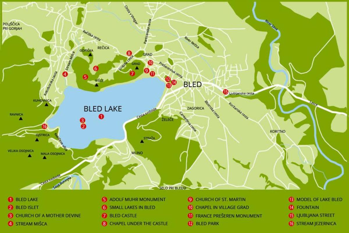 kart over Slovenia viser lake bled