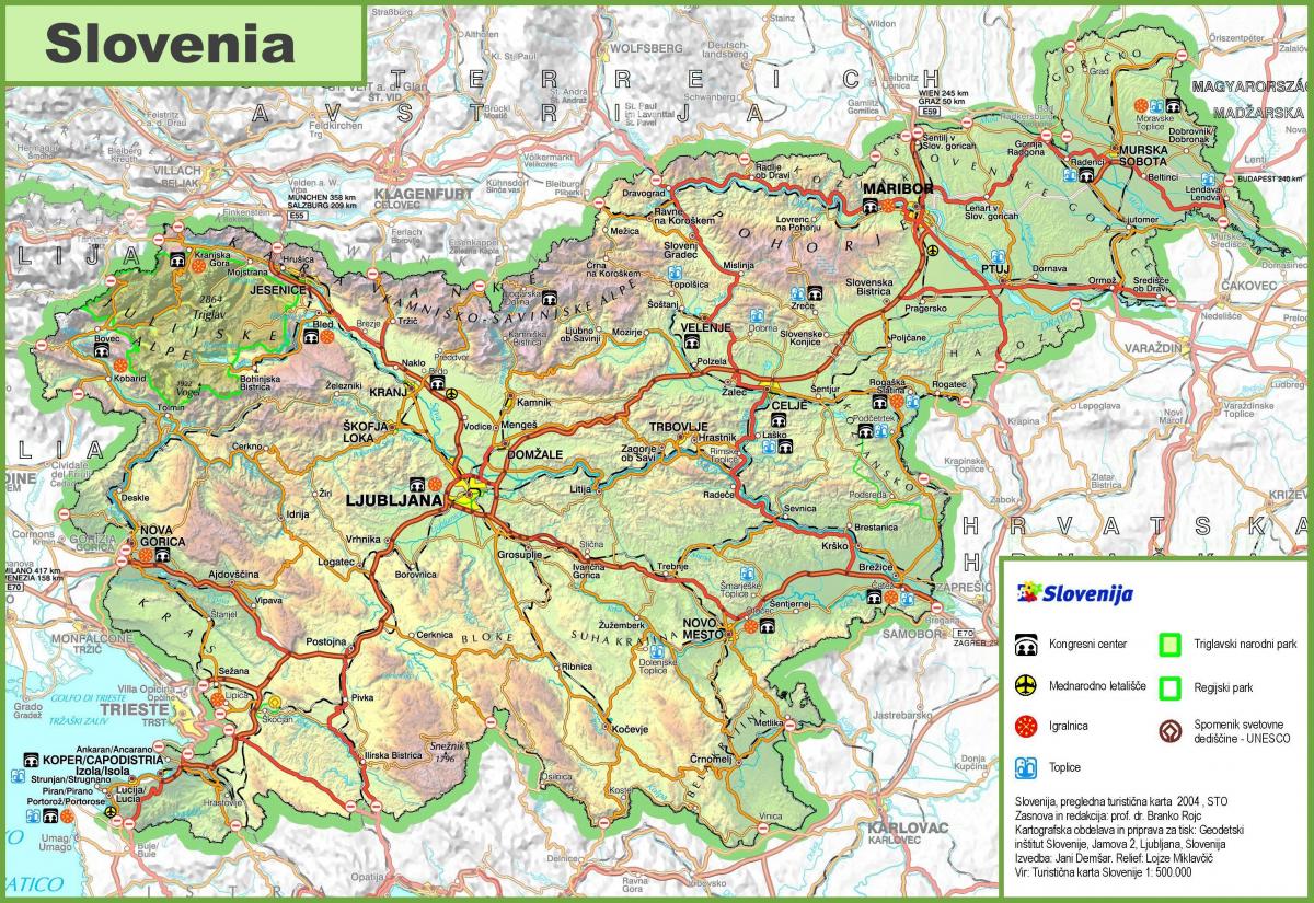 Kart over Slovenia veien