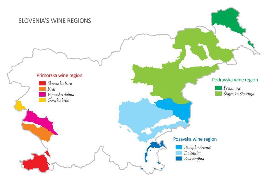 Kart over Slovenia vin