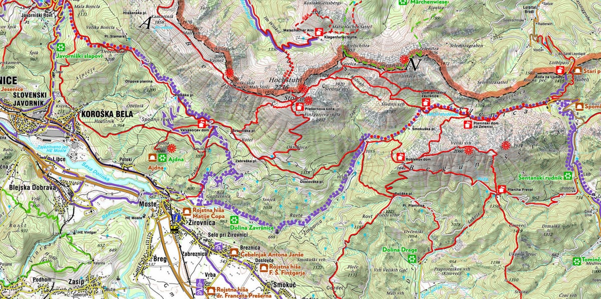 Kart over Slovenske alpene