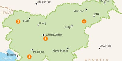 Kart over Slovenia regioner